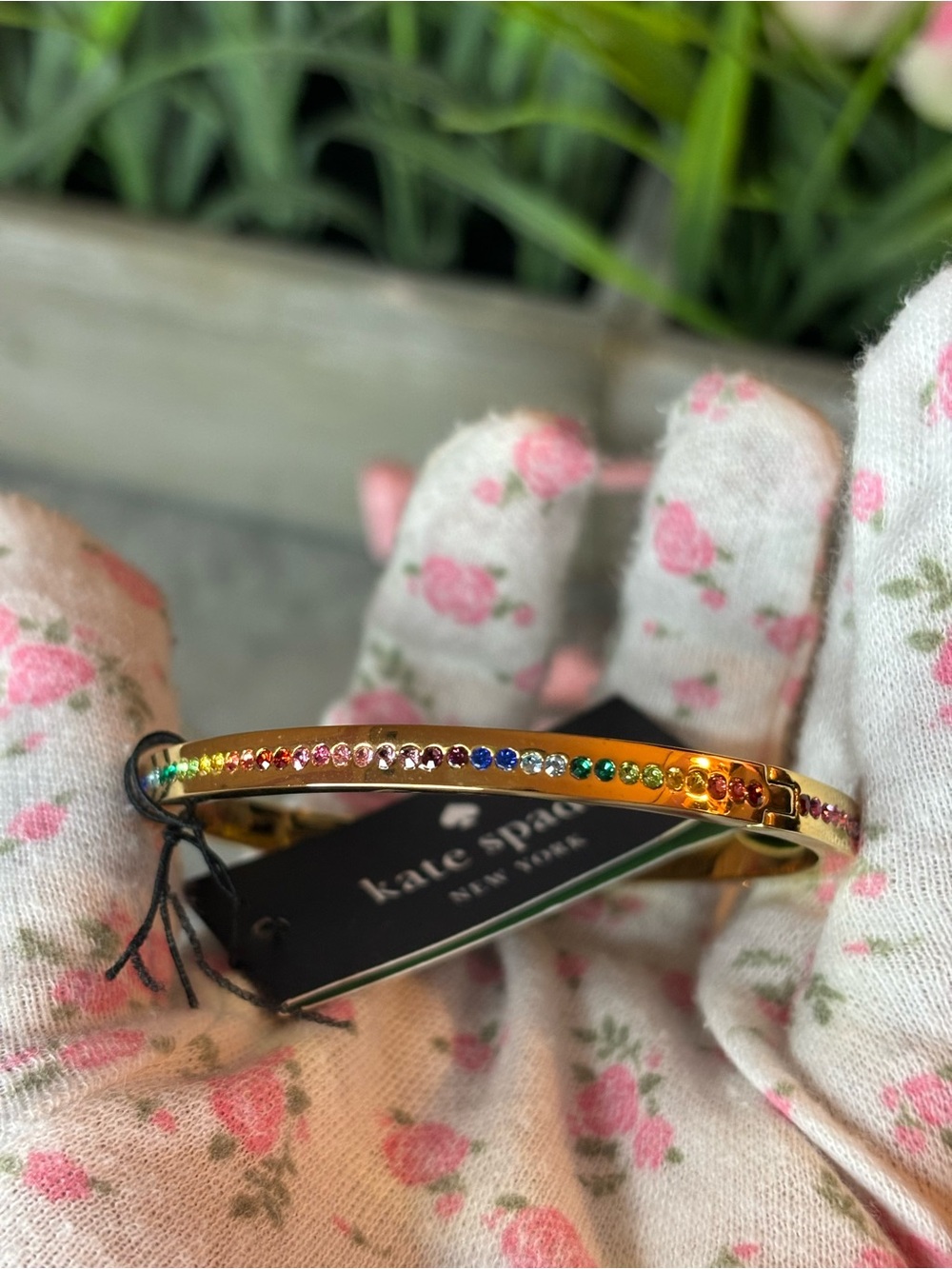 kate spade NWT Gold Rainbow Crystal Slim Bangle - Picture 2 of 16